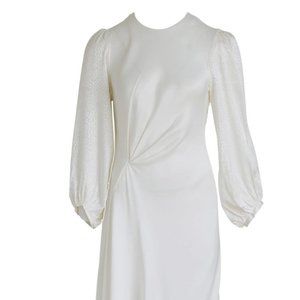 White Dress Leya with Patterned Sleeves by Anna Etter